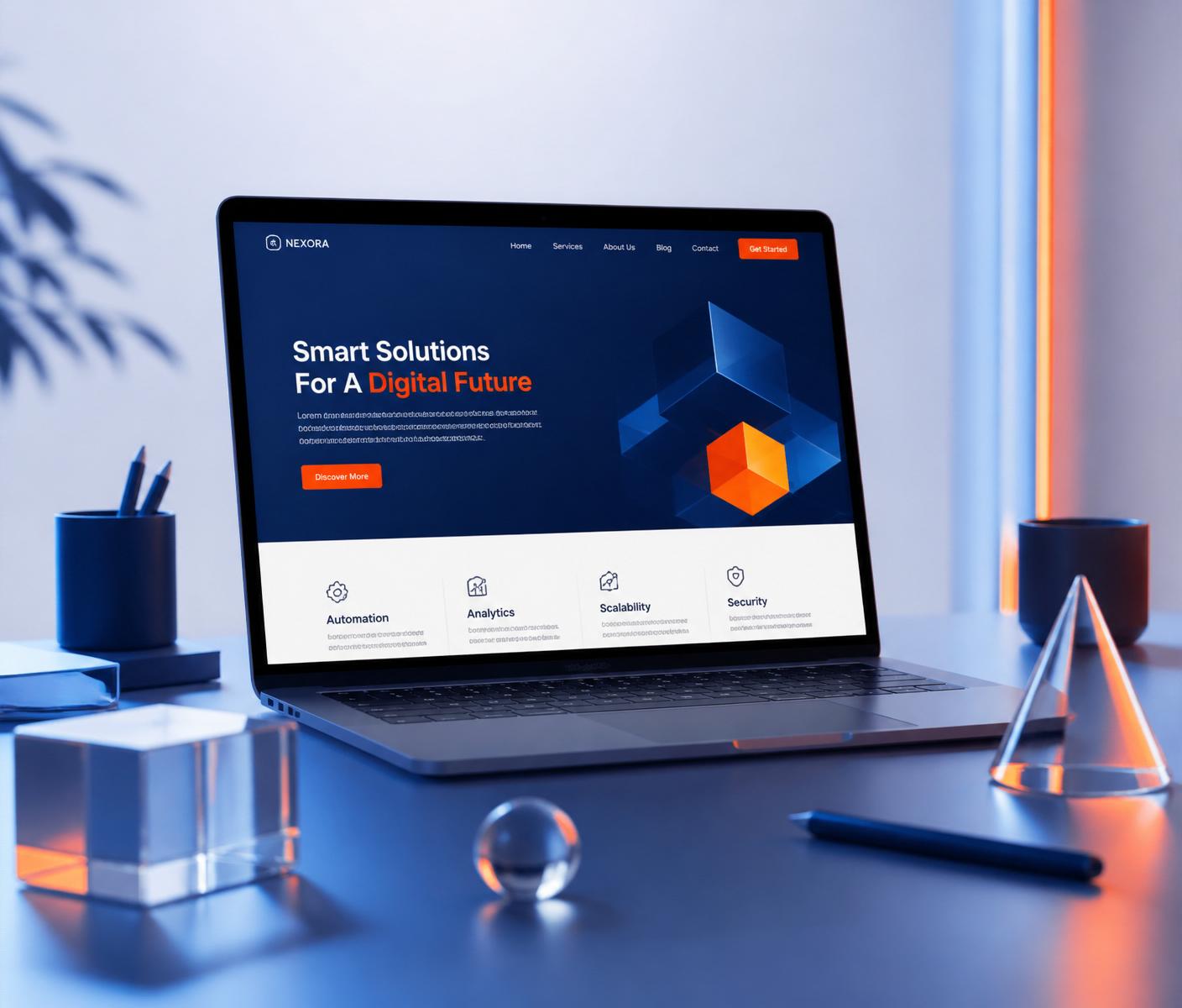 Sitio web profesional Funnelizen en un portátil moderno